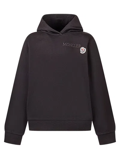 Moncler Kids Mini Cozy Sweatshirt With Hood In Nero