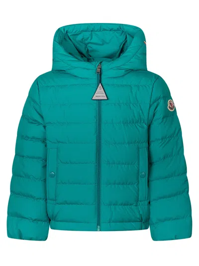 Moncler Kids Mini Down Jacket With Hood And Zip - Spring/summer 2026 In Green