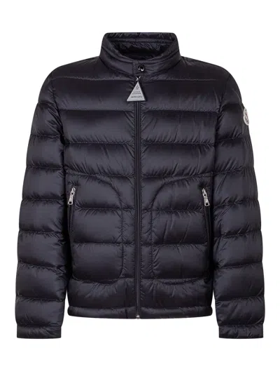 Moncler Kids Mini Down Jacket With Logo And Zip For Kids In Black