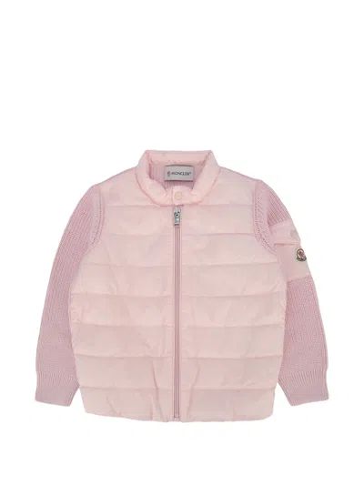 Moncler Kids Mini Down-filled Nylon Front Sweatshirt With Zip Closure In Pink