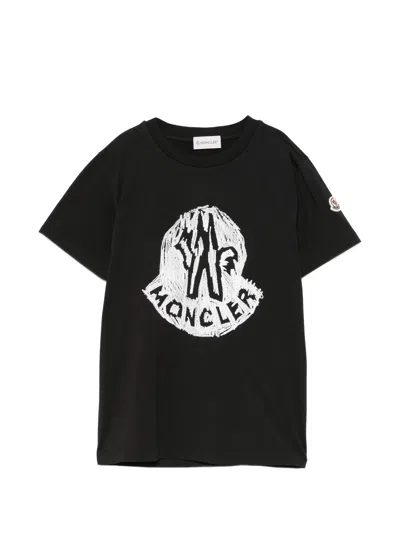 Moncler Kids Mini Front Logo Print T-shirt In Black