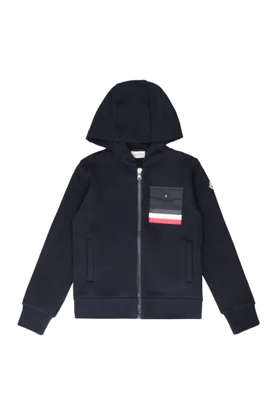 Moncler Kids Mini Full Zip Hoodie For Boys In Blue