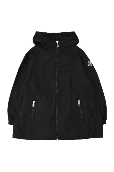 Moncler Kids Mini Girls' Nylon Jacket With Drawstring Waist In Black