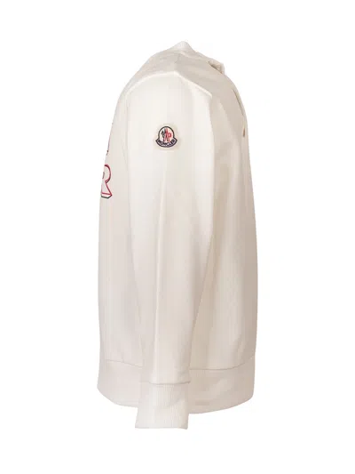 Moncler Kids Mini Giro Neck Sweatshirt With Statement Lettering In Panna
