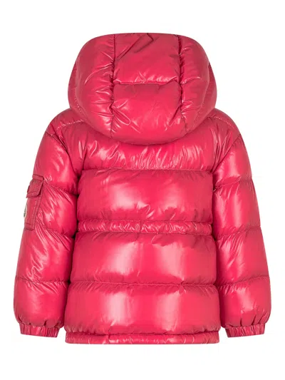 Moncler Kids Mini Glossy Down Jacket With Hood In Rosso