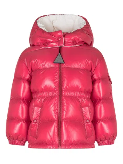 Moncler Kids Mini Glossy Down Jacket With Hood In Rosso