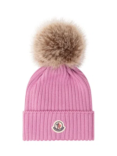 Moncler Kids Mini Hat For Fall & Winter In Rosa