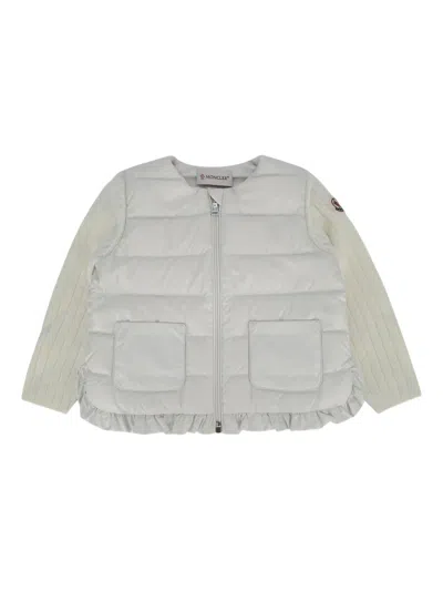 Moncler Kids Mini Kids' Wool And Cashmere Blend Coat With Ruffled Hem In White