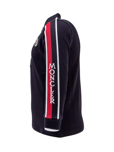 Moncler Kids Mini Logo Polo For Kids In Blu