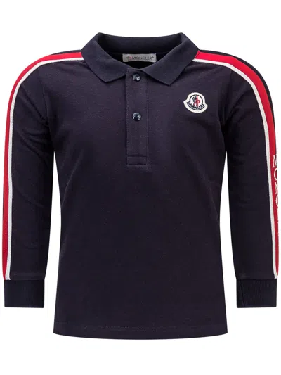 Moncler Kids Mini Logo Polo For Kids In Blue