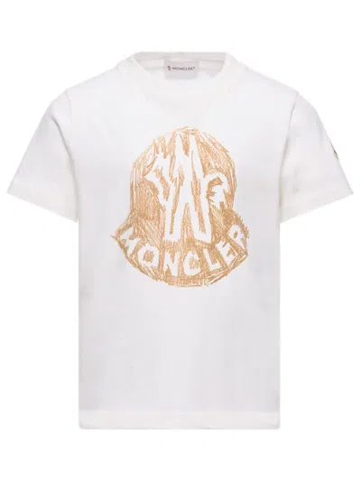 Moncler Kids Mini Logo Print T-shirt For Boys In White