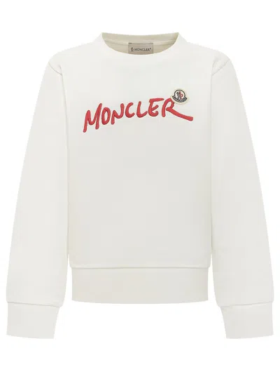 Moncler Kids Mini Logo Sweatshirt In Panna