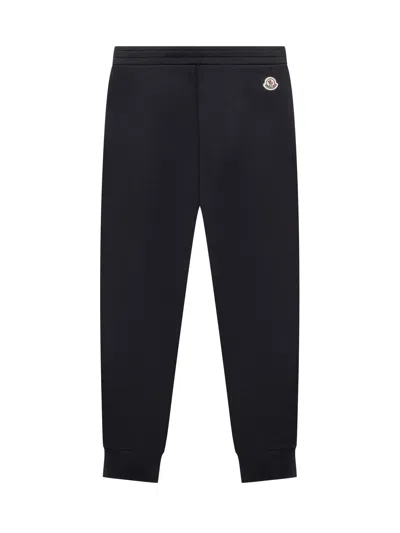 Moncler Kids Mini Logo Trousers For Kids In Blu