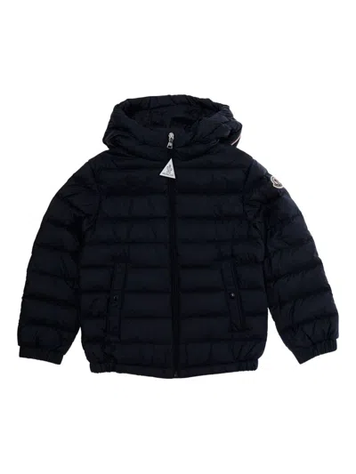 Moncler Kids Mini Long Season Down-filled Hooded Coat For Boys In Blue
