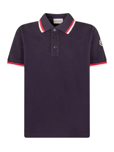 Moncler Kids Mini Polo Shirt With Cut Sleeves In Purple