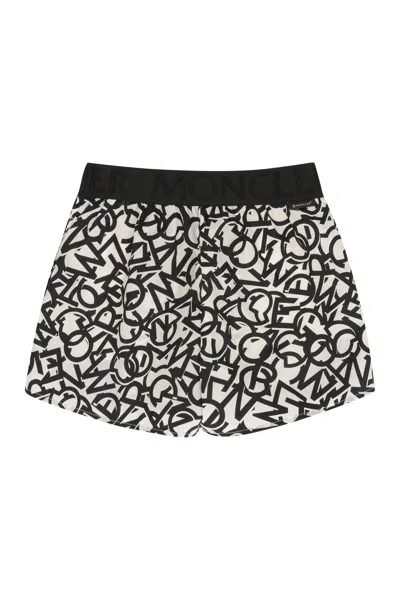 Moncler Kids Mini Printed Techno Fabric Shorts In Black