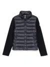 Moncler Kids Mini Recandcled Longue Saison Down-filled Polo Neck Sweater In Blue