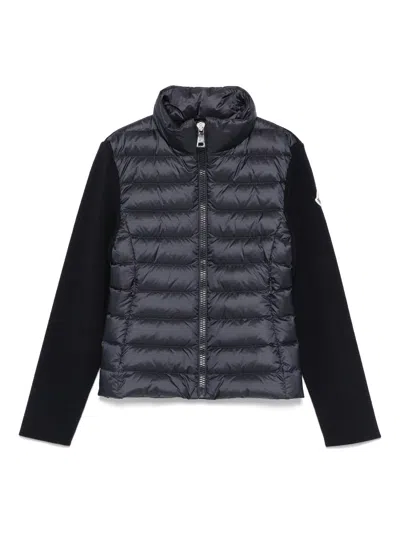 Moncler Kids Mini Recandcled Longue Saison Down-filled Polo Neck Sweater In Blue