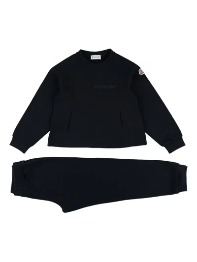 Moncler Kids Mini Rib Knit Sweater Set For Girls In Black