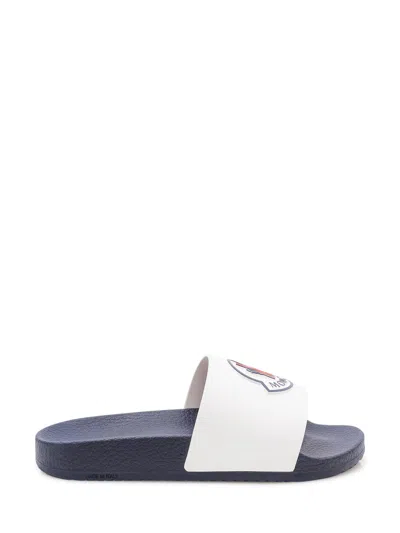 Moncler Kids Mini Sandals With Logo Accents In Nero/bianco