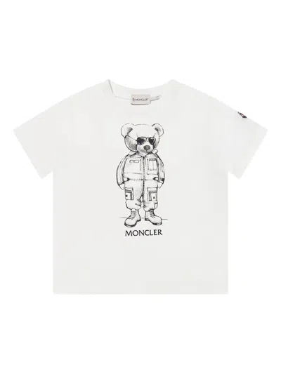 Moncler Kids Mini Short Sleeve Printed T-shirt In White