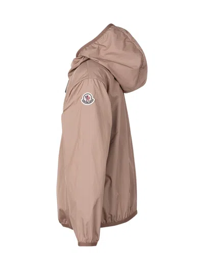 Moncler Kids Mini Soft Fabric Technical Jacket With Hood In Cammello