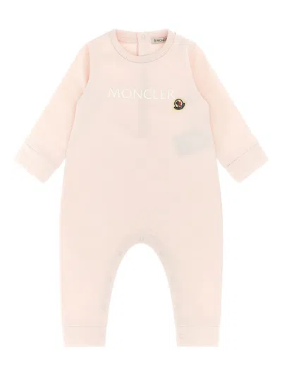 Moncler Kids Mini Stretch Cotton Jersey Long Sleeve Bodysuit In Pink