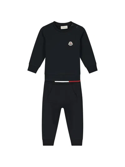 Moncler Kids Mini Stretch Cotton Jersey T-shirt And Trousers Set In Black