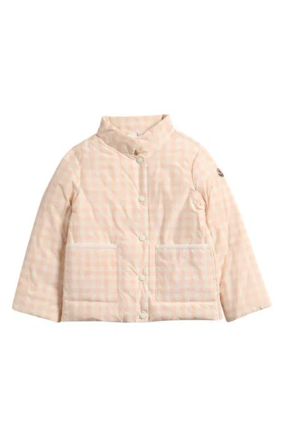 Moncler Kids' Mira Check Down Jacket In Pink