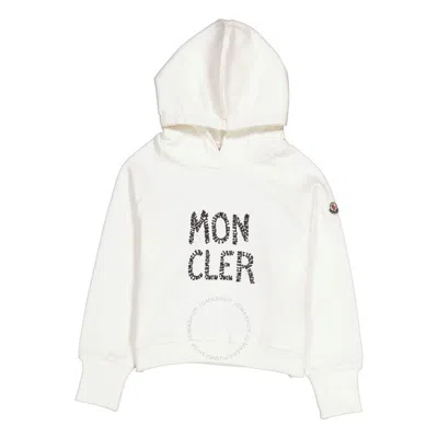 Moncler Kids Natural Logo Print Kinder Hooded Sweatshirt In White
