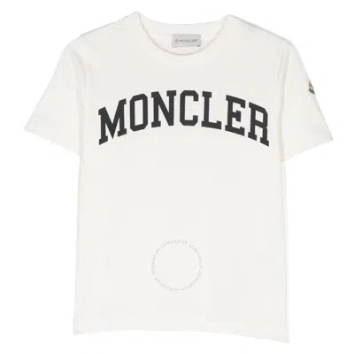 Moncler Kids Natural Short-sleeve Logo T-shirt In White