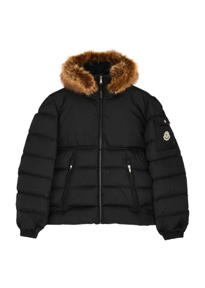 Moncler Kids New Byron Faux Fur-trimmed Quilted Shell Jacket (12-14 Years) In Black