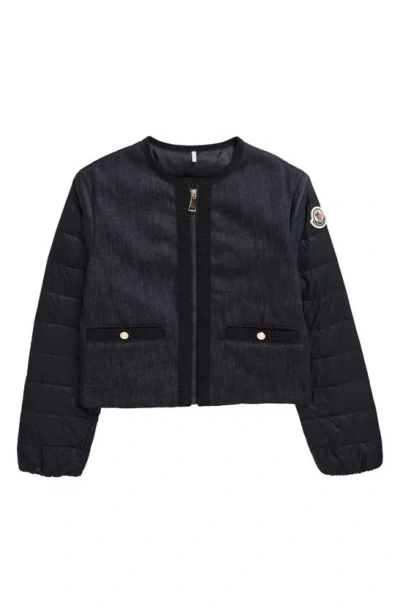 Moncler Kids' Nubia Mixed Media Jacket In Blue Navy