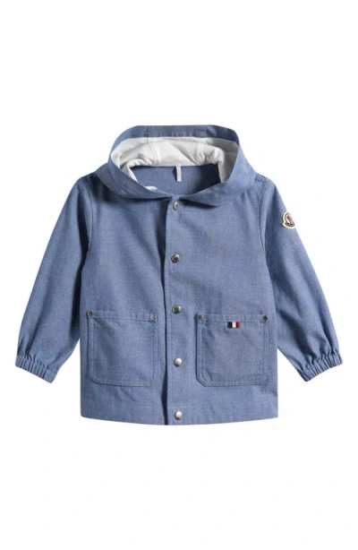 Moncler Kids' Nur Cotton Chambray Hooded Jacket In White