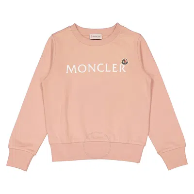 Moncler Kids Pastel Pink Cotton Logo Sweatshirt