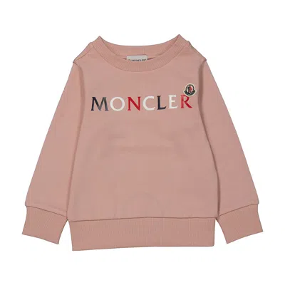 Moncler Kids Pastel Pink Logo-print Cotton Sweatshirt