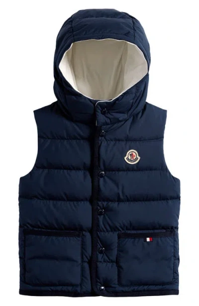 Moncler Kids' Pax Down Hooded Vest In Blue