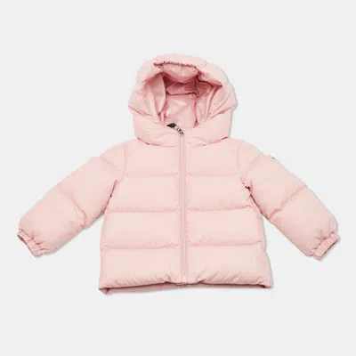 Pre-owned Moncler Kids Pink Synthetic Sharon Hooded Down Jacket 9/12m