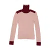 Moncler Kids Pink Two-toned High-neck Jumper In Pink