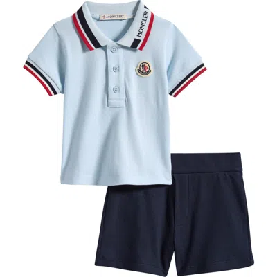 Moncler Kids' Piqué Polo & Shorts Set In Blue