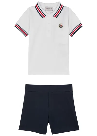Moncler Kids Piqué Stretch-cotton Polo Shirt And Shorts Set In White