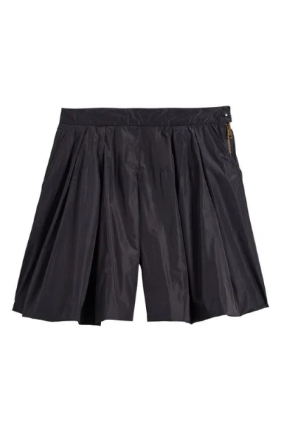 Moncler Kids' Pleated Taffeta Shorts In Black