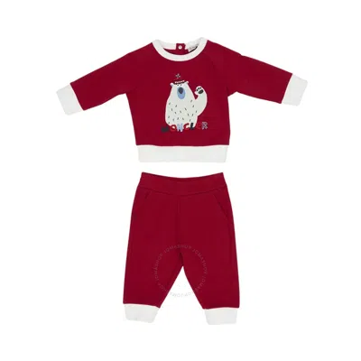Moncler Kids Polar Bear Graphic Sweatsuit Set In Red