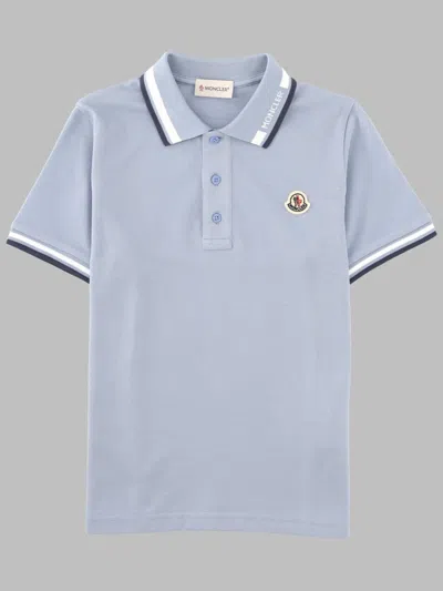 Moncler Kids Polo Shirt With Cut Sleeves In Blue