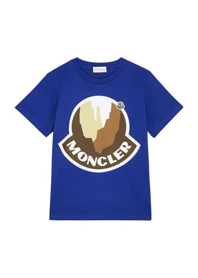 Moncler Kids Printed Cotton T-shirt (4-6 Years) In Blue