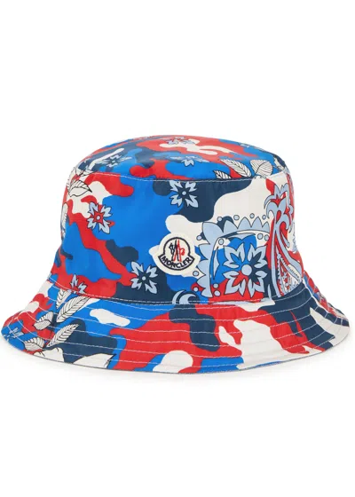 Moncler Kids Printed Reversible Shell Bucket Hat In Multicoloured