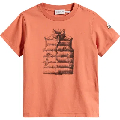 Moncler Kids' Puffer Vest Graphic T-shirt In Orange