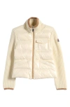 Moncler Kids' Quilted Down & Wool Knit Cardigan In White