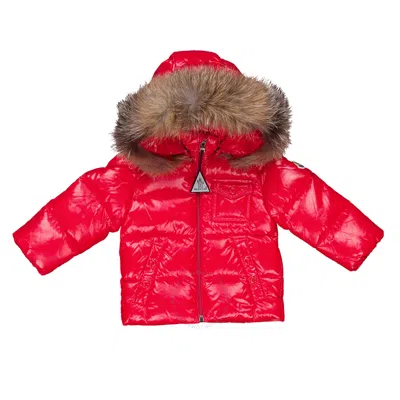 Moncler Kids Quilted Hooded Puffer Jacket In Red
