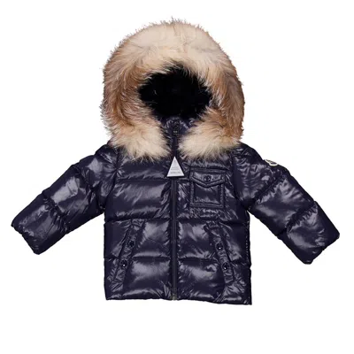 Moncler Kids Quilted Hooded Puffer Jacket In Blue